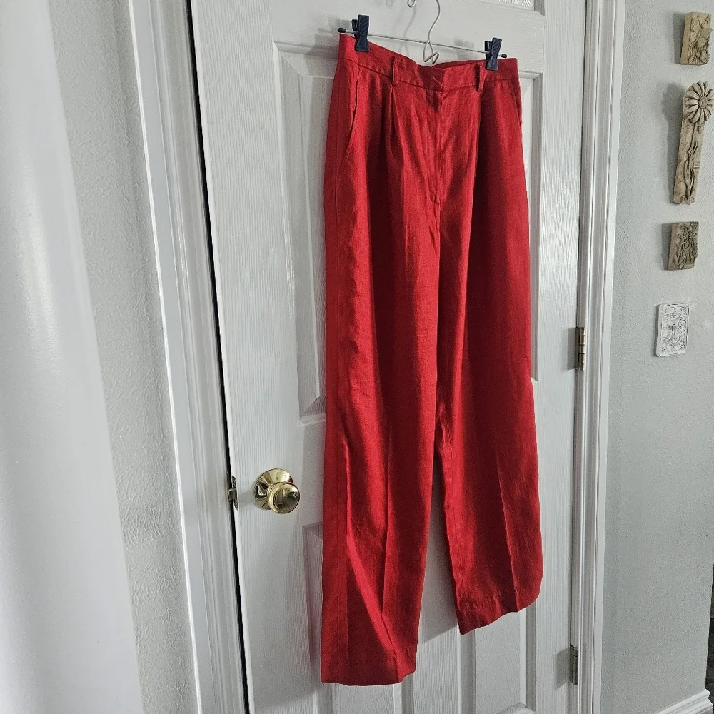 Vintage Ralph Lauren Red Linen Trousers - Picture 3 of 12